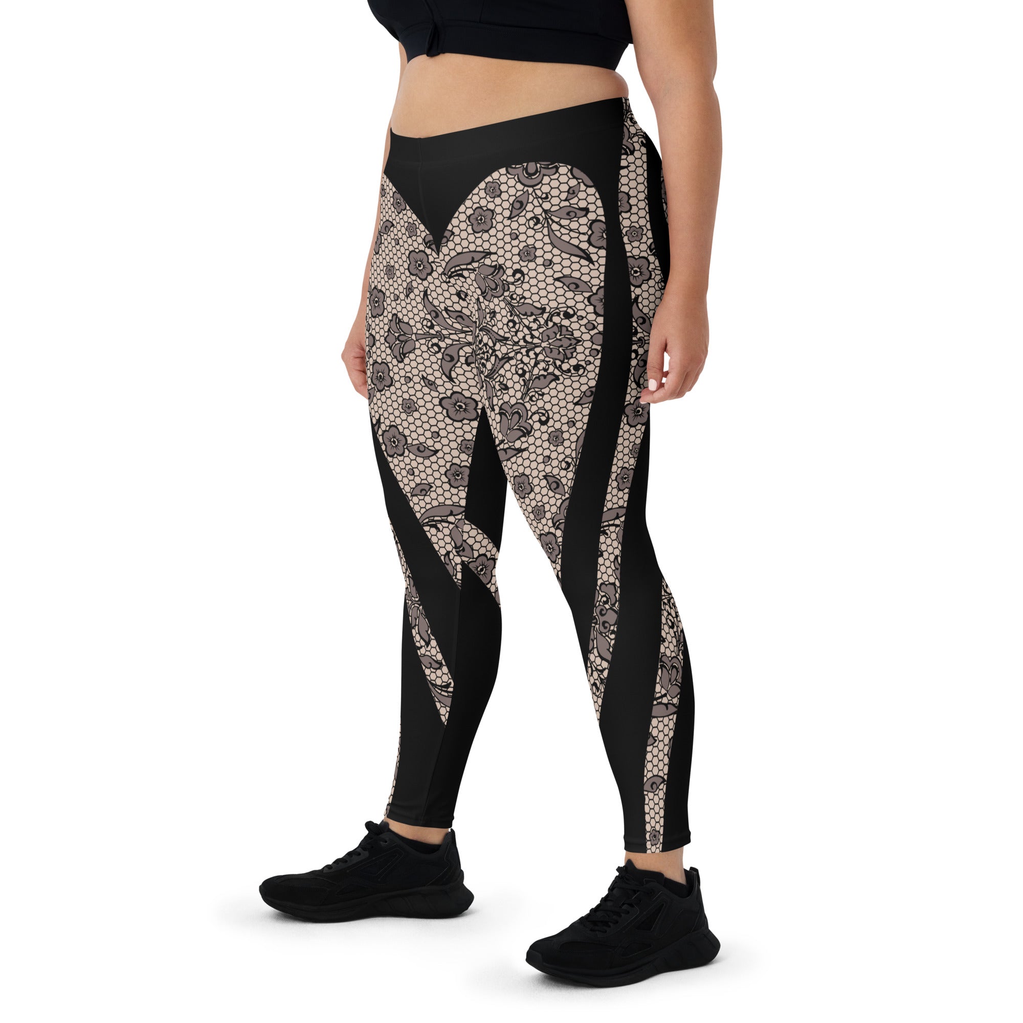 Floral Mesh Print Mid-Waist Leggings